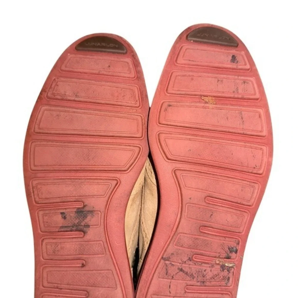 Cole Haan LunarGrand Oxford Mens 8M Pre-Owned Wingtip‎ Tan Suede Red Dress Shoes